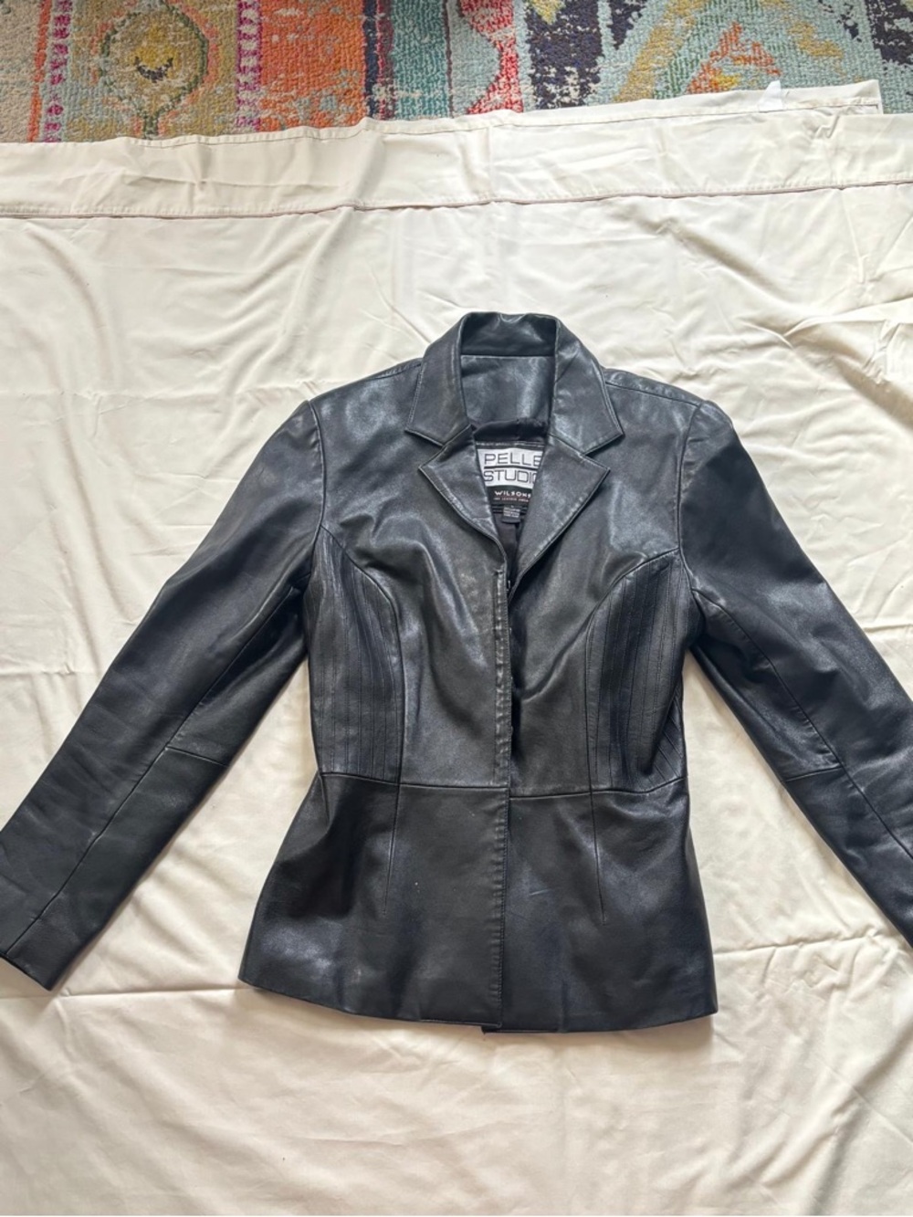 Vintage Pelle Studio Black Leather Tailored Jacket